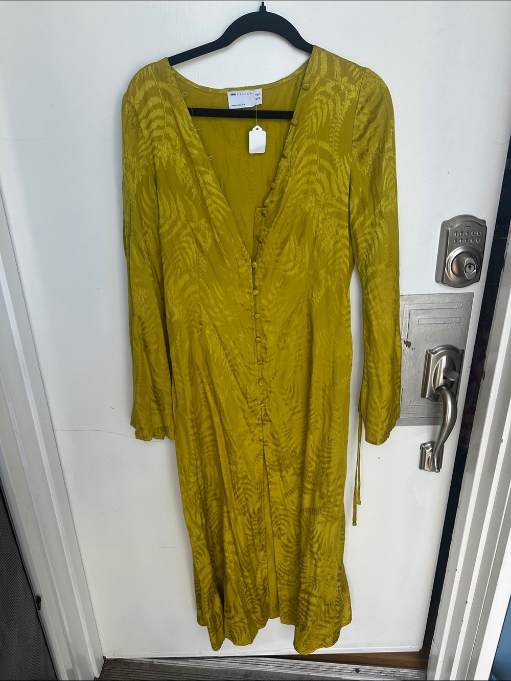 ASOS Mustard Yellow Long Sleeve Button-Front Midi Dress
